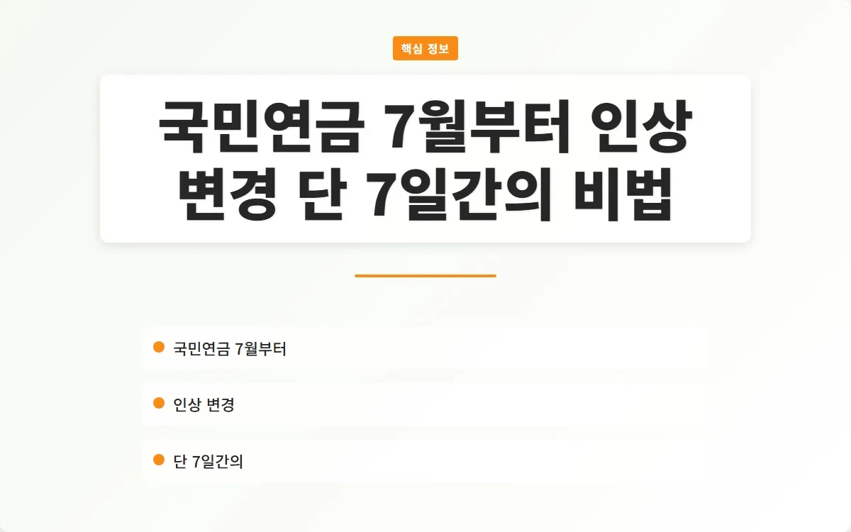 국민연금 7월부터 인상 변경 이미지 1