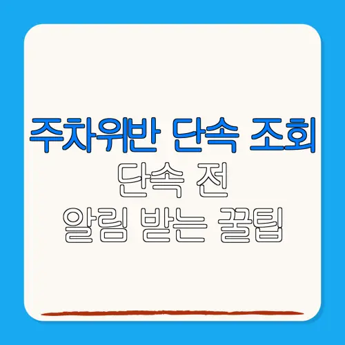 주차위반 단속 조회단속 전알림 받는 꿀팁