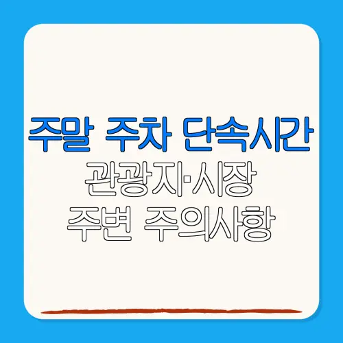 주말 주차 단속시간관광지·시장주변 주의사항