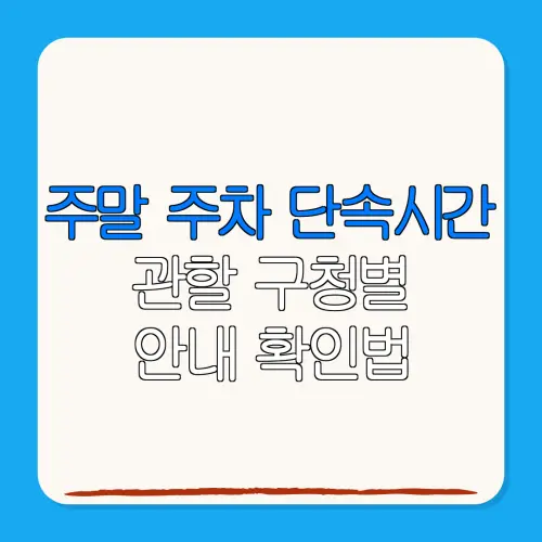 주말 주차 단속시간관할 구청별안내 확인법
