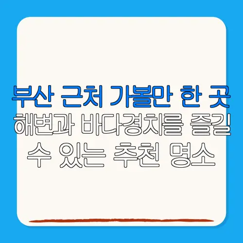부산 근처 가볼만 한 곳해변과 바다경치를 즐길수 있는 추천 명소